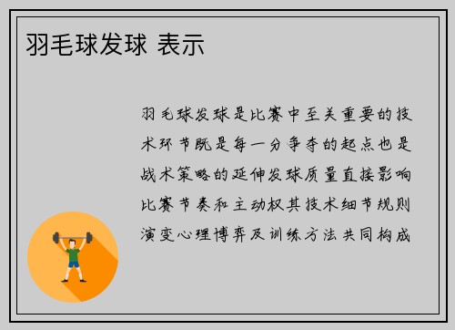 羽毛球发球 表示